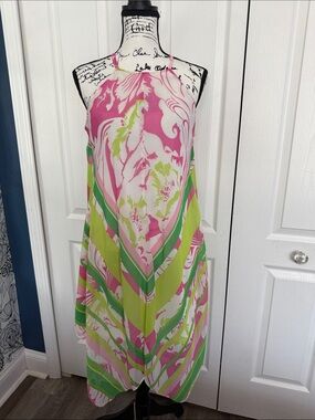 Ivy Lane Pastel Floral Print Handkerchief Tank Asymmetrical Shift Dress